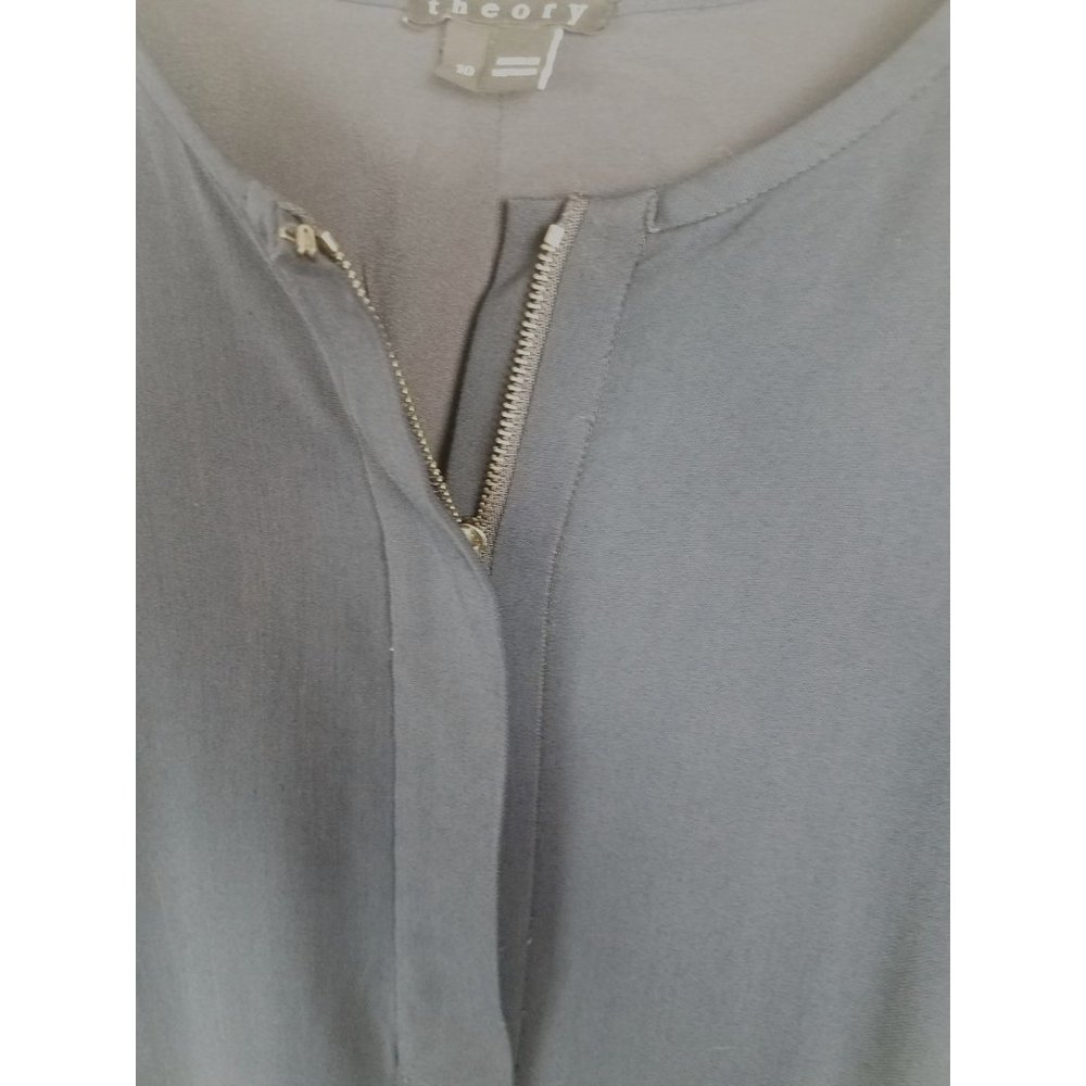 Theory Women's Sz. 10 Navy Blue Short Sleeve 1/4 Zip Sheath Dress - Picture 5 of 8